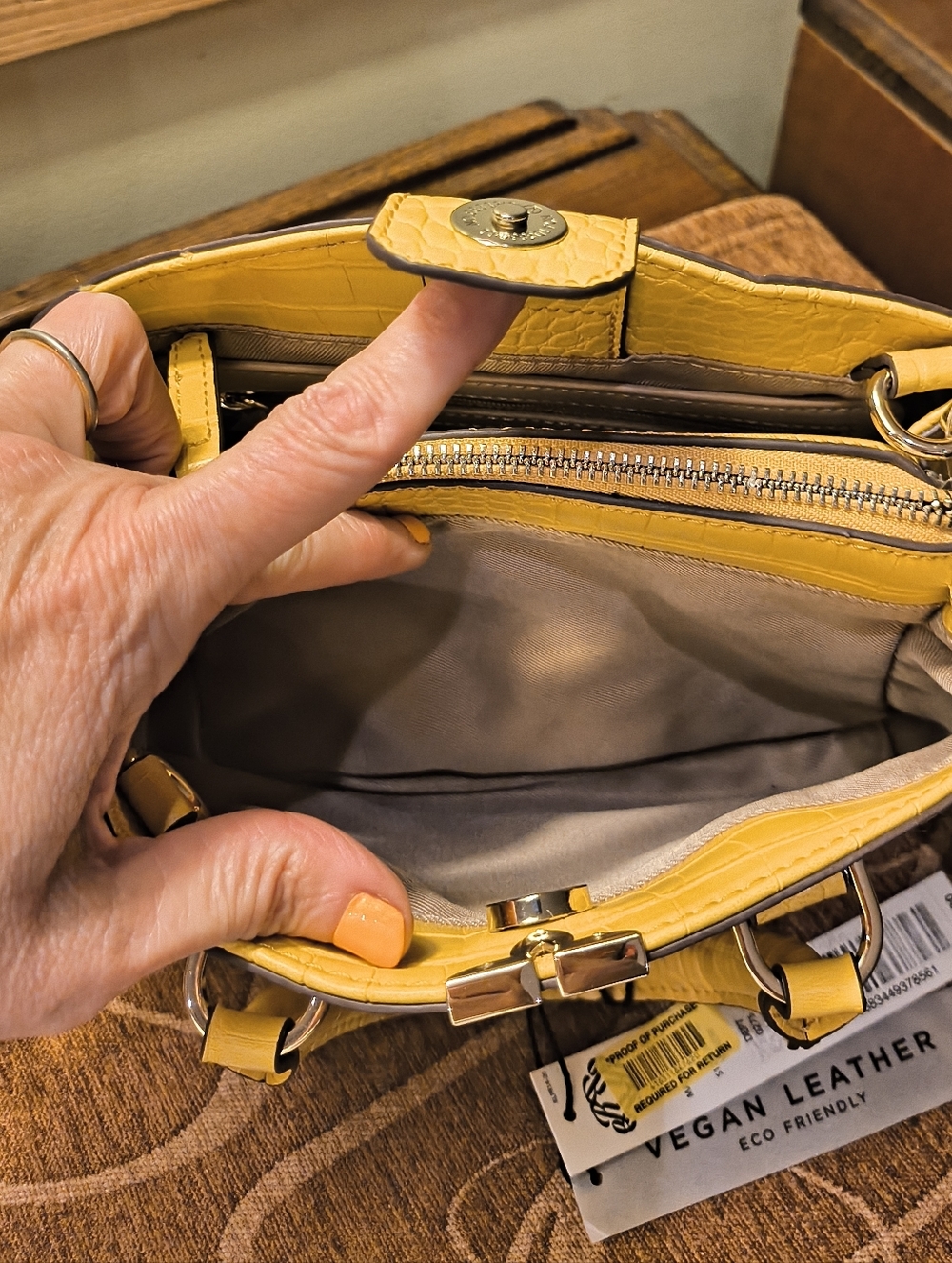 NWT Kate Landry Yellow Croc-Embossed Satchel - Picture 3 of 8